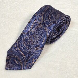 Jos A Bank Reserve Tie Blue Paisley 100% Silk 3in Wide EUC